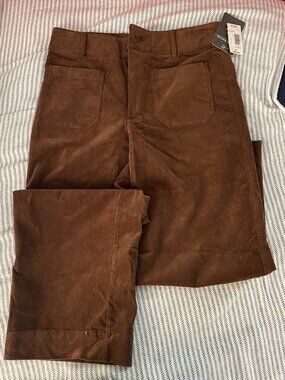 Zac & Rachel Chocolate Brown Corduroy Wide Leg Pants Patch Pocket